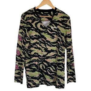 Asphalt Yacht‎ Club Shirt Mens Medium AYC Tiger Camo Flower Long Sleeve